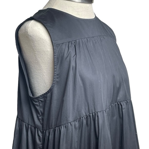 CO Essentials Collection Sleeveless Cotton Tiered Midi Dress Black Pocket Sz Med - Picture 4 of 16